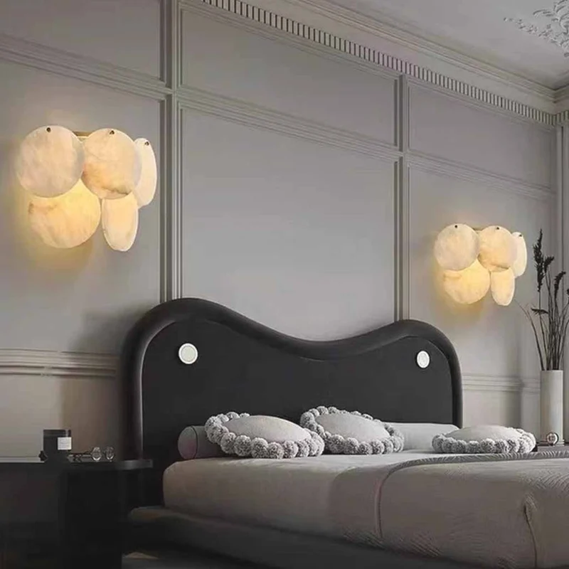 Marble Alabaster Wall Lamp Double Layer Discs