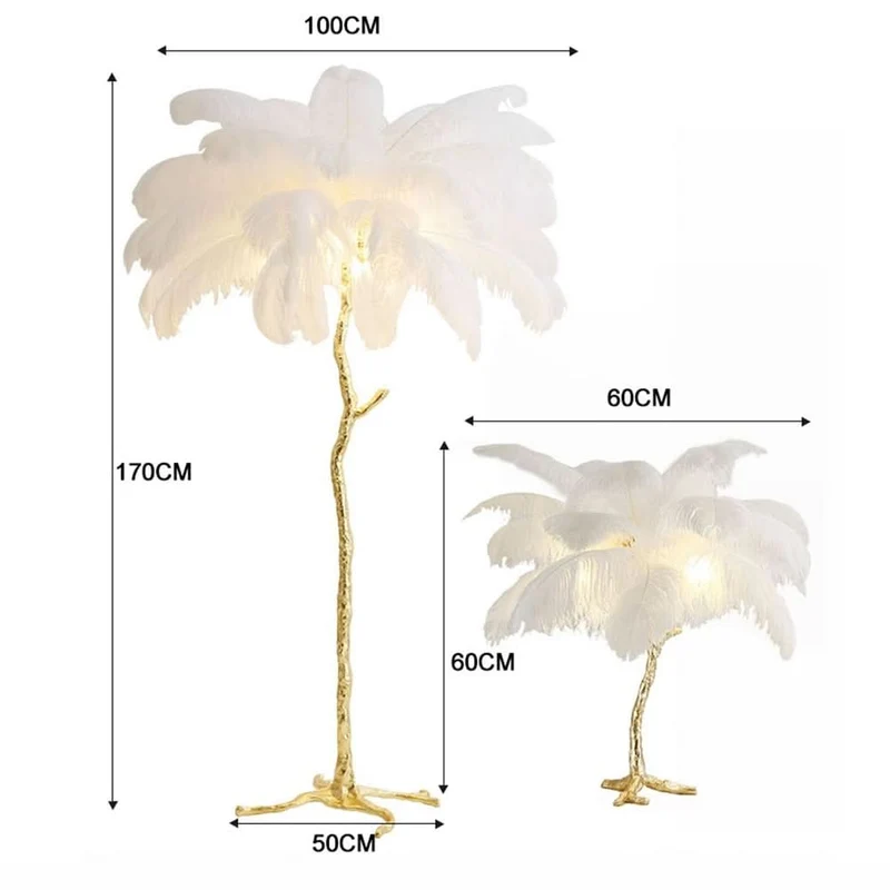 Stehlampe mit Federn – Glamour und handgefertigte Eleganz – Plumo