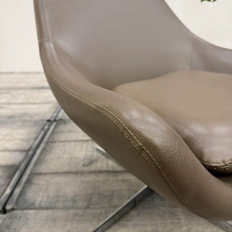 Kesterport Designer Lounge Drehsessel Leder Taupe Graubraun Gebraucht
