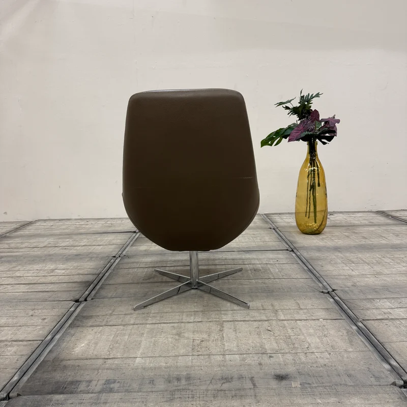 Kesterport Designer Lounge Drehsessel Leder Taupe Graubraun Gebraucht