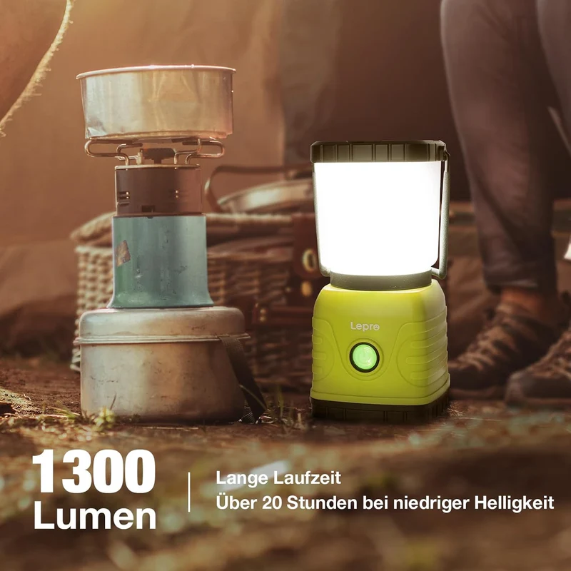 Lepro 1300 lm LED Campinglampe wiederaufladbar, 4 Leuchtmodi 3600 mAh Powerbank IPX4 wasserdicht, Camping Laterne für Hurrikan-Notfälle, Wandern, Zuhause und mehr, USB-Kabel im Lieferumfang enthalten