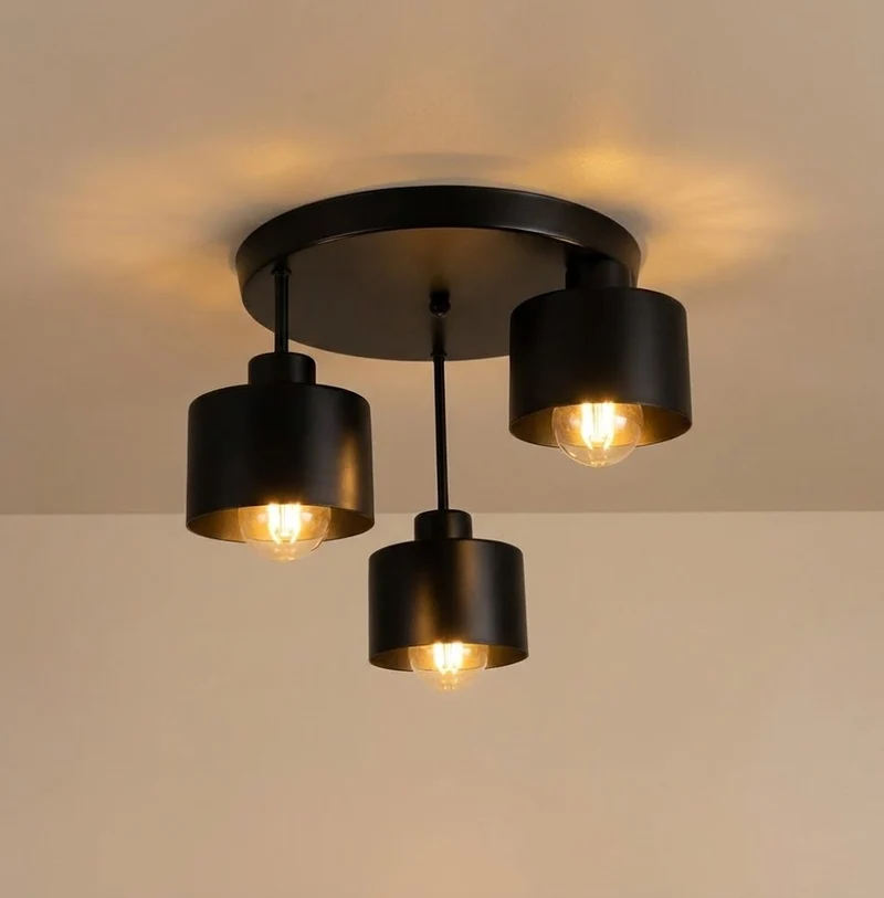 Deckenleuchte, schwarz | Metall | Ø 30 cm | Inkl. 3 extra warmweißer LED-Lichtquellen | Dimmbar
