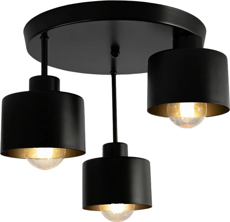 Deckenleuchte, schwarz | Metall | Ø 30 cm | Inkl. 3 extra warmweißer LED-Lichtquellen | Dimmbar