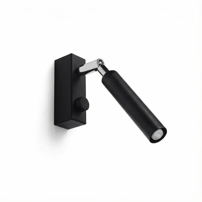 Moderne schwenkbare schwarze Wandleuchte in Röhrenform – Norythra