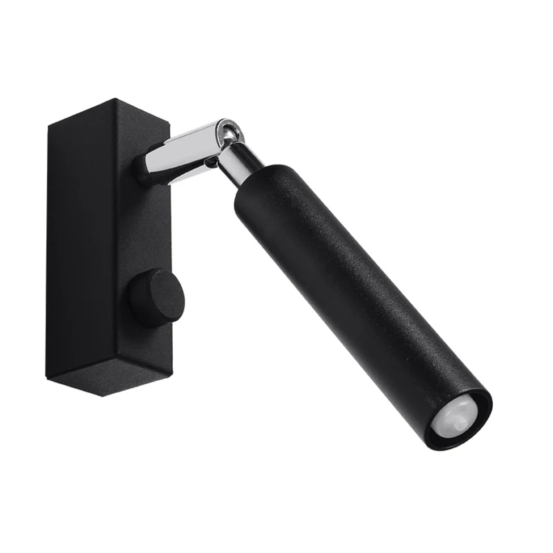 Moderne schwenkbare schwarze Wandleuchte in Röhrenform – Norythra