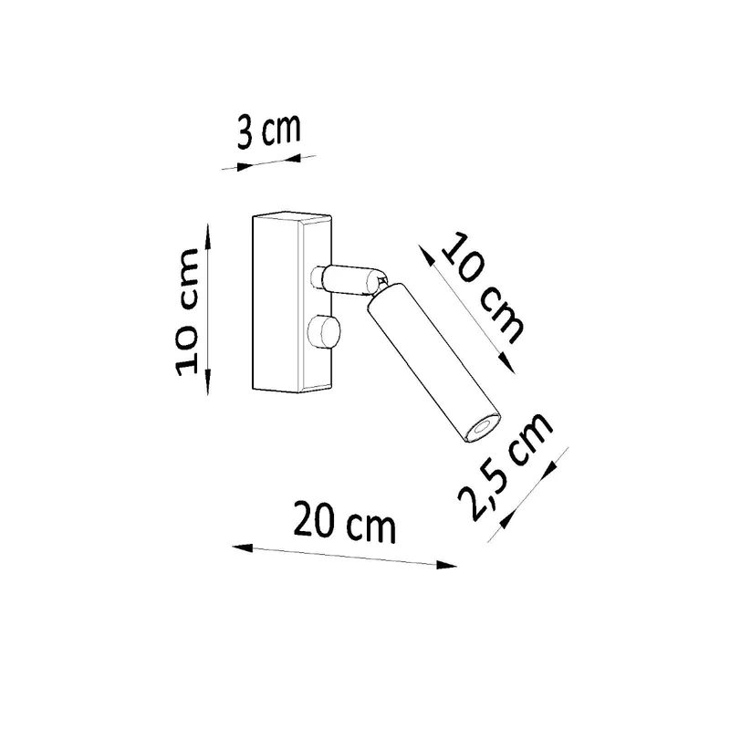 Moderne schwenkbare schwarze Wandleuchte in Röhrenform – Norythra