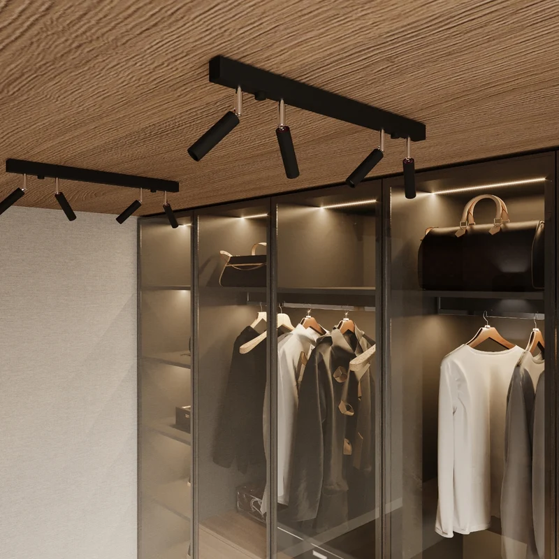 Moderne schwenkbare schwarze Wandleuchte in Röhrenform – Norythra