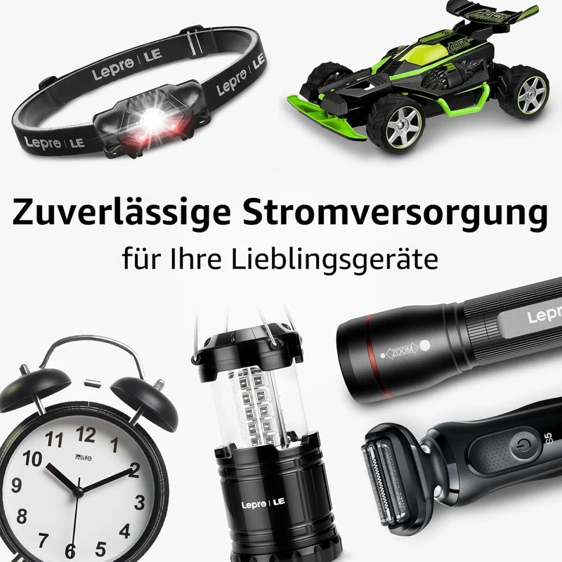 Lepro AA Batterien, 100 Stück, Alkaline Batterie AA mit 1.5V - Langlebig, Leistungsstark & Auslaufsicher, Ideal für Fernbedienungen, Spielzeug, Uhren, Taschenlampe UVM