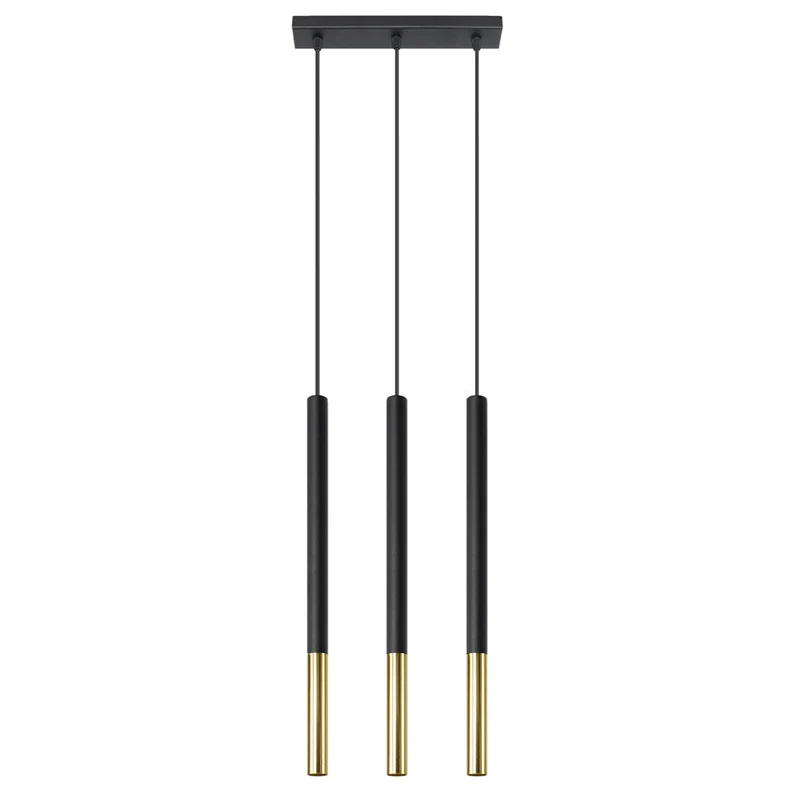 Moderne schwarze und goldene 3-Lichter-Hängelampe – Modell Orféis