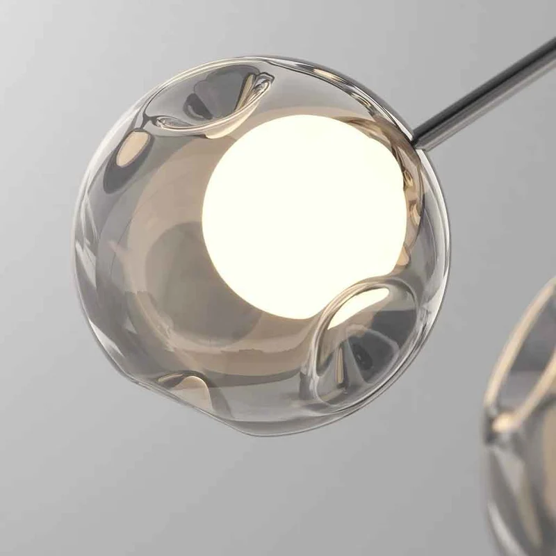 Swing Arm Pendant Light 360° Adjustable 3-Light Glass Globe