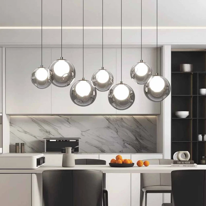 7-Light Cluster Glass Ball Pendant Light Chandelier