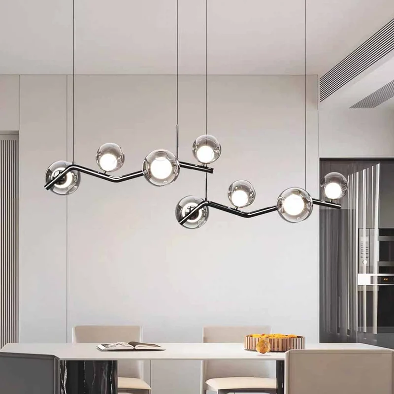 Glass Bubble Pendant Light LED, Black+Smoke Grey