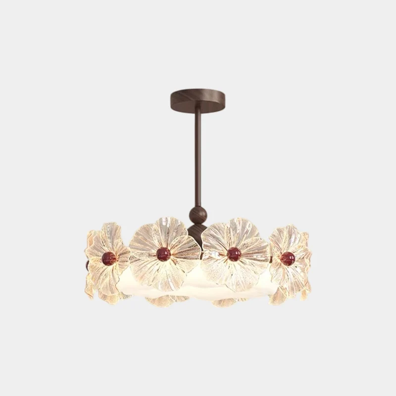 Round Flower Chandelier / Ceiling Light Glass Vintage