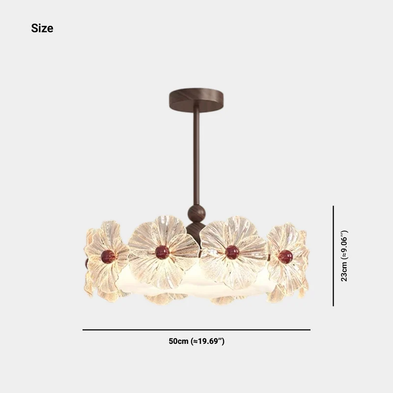 Round Flower Chandelier / Ceiling Light Glass Vintage