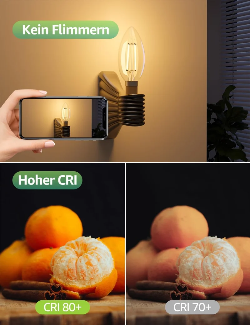 Lepro Energieklasse A E14 LED warmweiss Lampe 2.2W 470 Lumen C35 2700K Warmwei? LED Gl¨¹hbirne, entspricht 40W Gl¨¹hlampe, 300¡ã Abstrahlwinkel Nicht Dimmbar Energiesparlampe, 2er-Pack