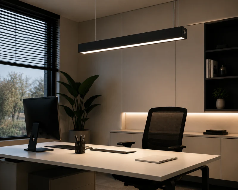 LED Linear Büroleuchte | QUANTORE | 24 Watt | 112 CM | DIMMBAR mit Drehknopf | Schwarz | UGR19 | Premium Serie