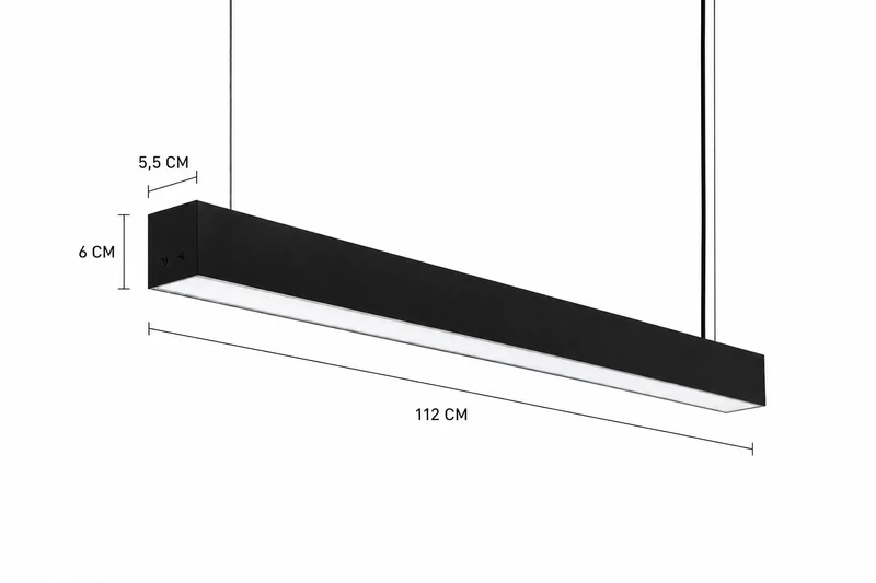 LED Linear Büroleuchte | QUANTORE | 24 Watt | 112 CM | DIMMBAR mit Drehknopf | Schwarz | UGR19 | Premium Serie