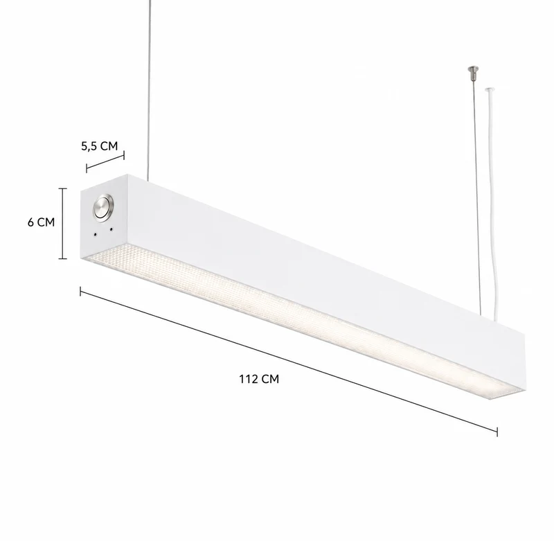 LED Linear Büroleuchte | QUANTORE | 24 Watt | 112 CM | DIMMBAR mit Knopf | Weiß | UGR19 | Premium-Serie