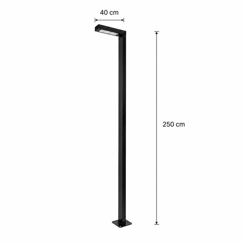 LED Lichtmast/ Straßenlaterne | 30W | 250 CM | Aluminium | Schwarz | Straßenbeleuchtung | 4000K - Neutralweiß | EPPE