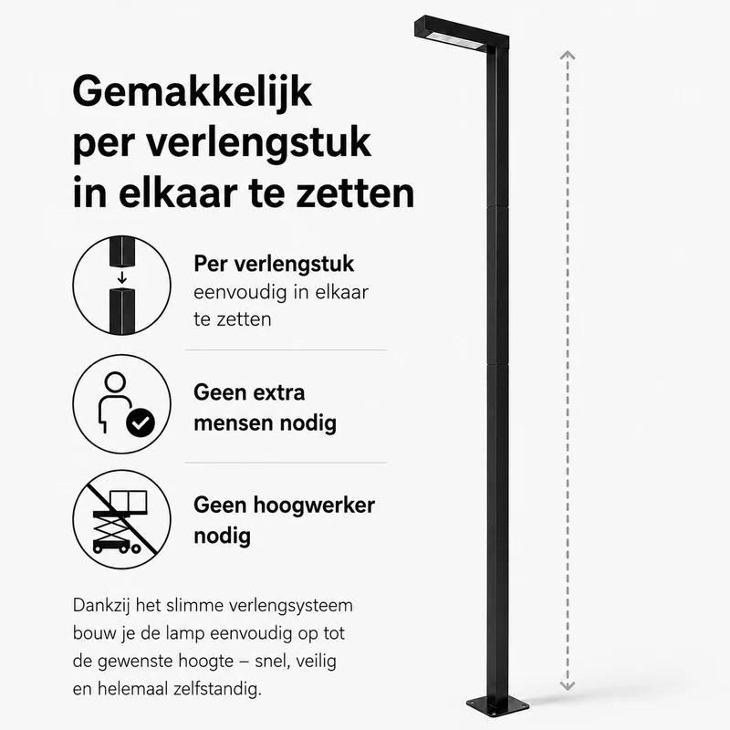 LED Lichtmast/ Straßenlaterne | 50W | 350 CM | Aluminium | Schwarz | Straßenbeleuchtung | 4000K - Neutralweiß | EPPE
