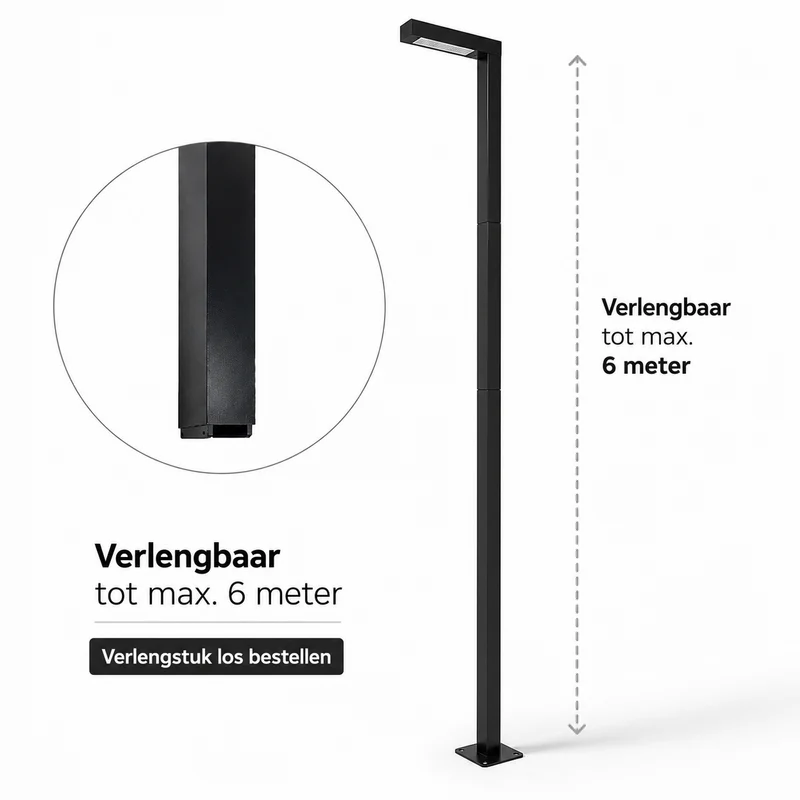 LED Lichtmast/ Straßenlaterne | 50W | 350 CM | Aluminium | Schwarz | Straßenbeleuchtung | 4000K - Neutralweiß | EPPE