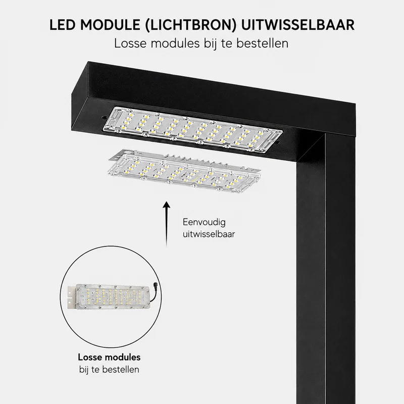 LED Lichtmast/ Straßenlaterne | 50W | 350 CM | Aluminium | Schwarz | Straßenbeleuchtung | 4000K - Neutralweiß | EPPE