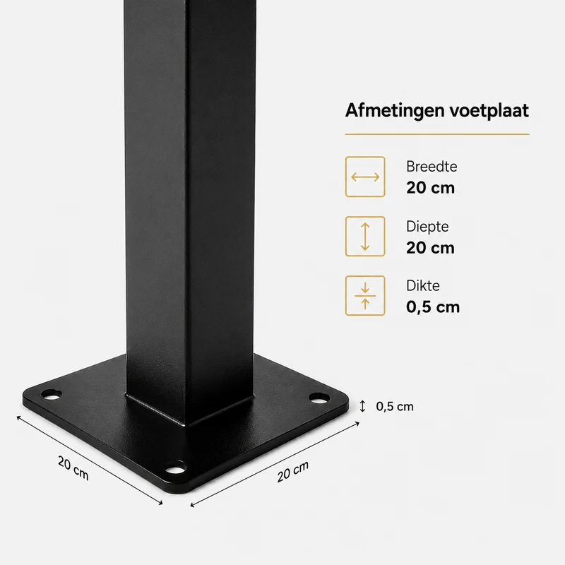 LED Lichtmast/ Straßenlaterne | 50W | 350 CM | Aluminium | Schwarz | Straßenbeleuchtung | 4000K - Neutralweiß | EPPE