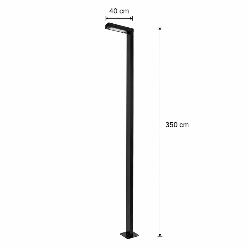 LED Lichtmast/ Straßenlaterne | 50W | 350 CM | Aluminium | Schwarz | Straßenbeleuchtung | 4000K - Neutralweiß | EPPE
