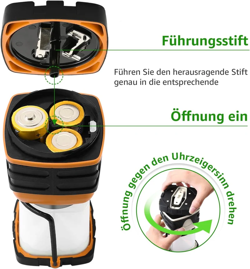 LE LED Campinglampe, Ultra Hell 1000 Lumen, 4 LeuchtmodiI Dimmbar Suchscheinwerfer, Batteriebetrieben Notfallleuchte f¨¹r Stromausf?llen, Wandern, Notfall, Ausf?lle und so weiter, 1 St¨¹ck, Orange