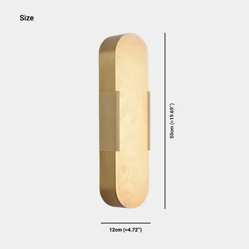 Oval Wall Lamp Marble Alabaster Indoor LED, Black / Gold