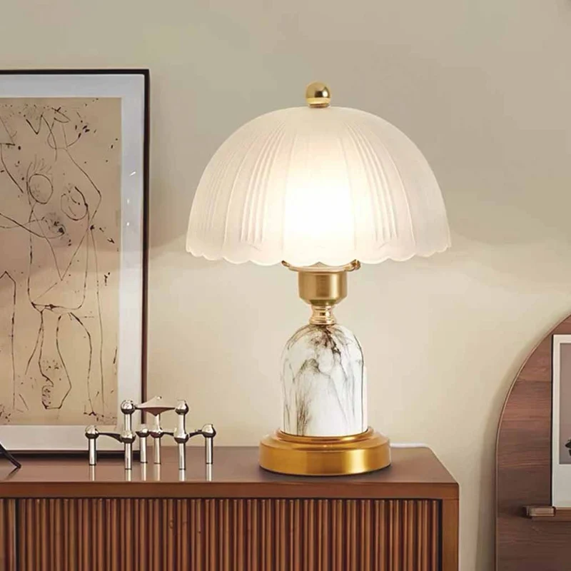 Dome Shade Table Lamp Decorative Frosted Glass, 2 Colors