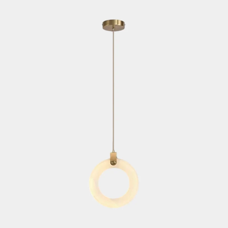 Small Ring Pendant Light Minimalist Marble Alabaster LED