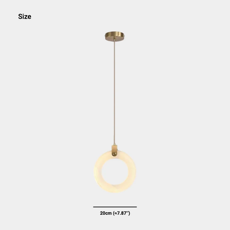 Small Ring Pendant Light Minimalist Marble Alabaster LED