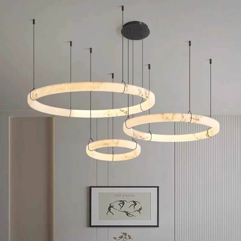 Ring Pendant Light Marble Alabaster LED Dimmable