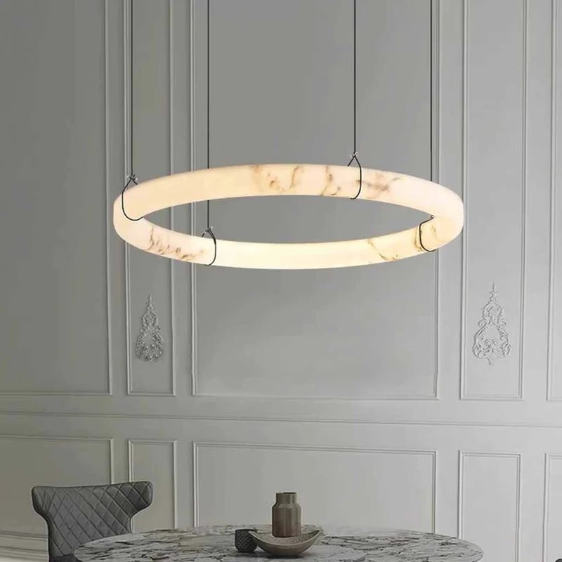 Ring Pendant Light Marble Alabaster LED Dimmable