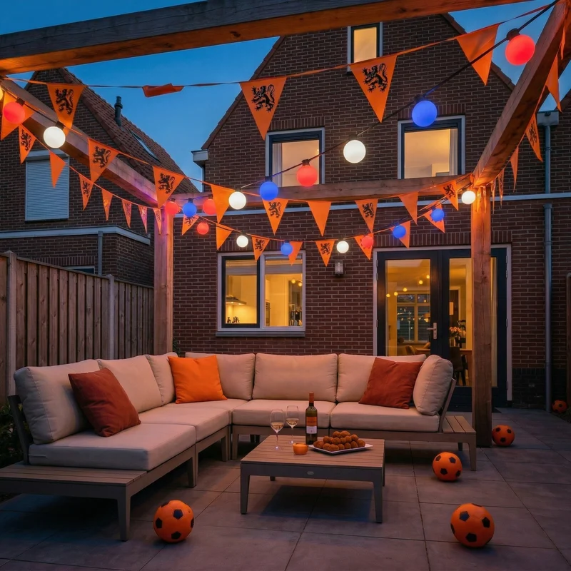 Rot-weiß-blaue Lichterkette | 20 Meter | inkl. farbiger Glühbirnen