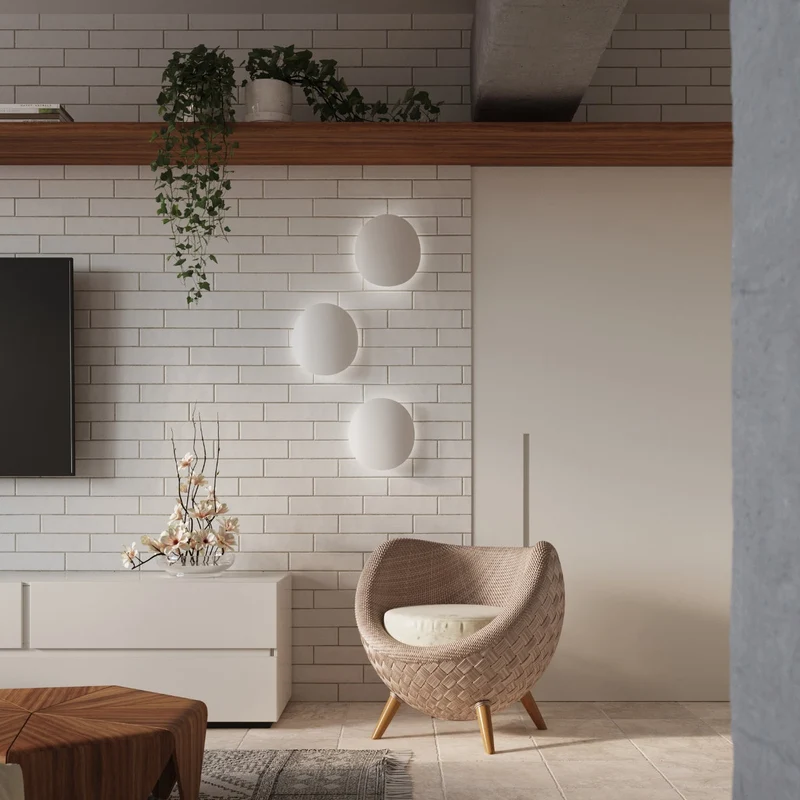 Moderne weiße Wandleuchte für das Wohnzimmer – modèle Elaris