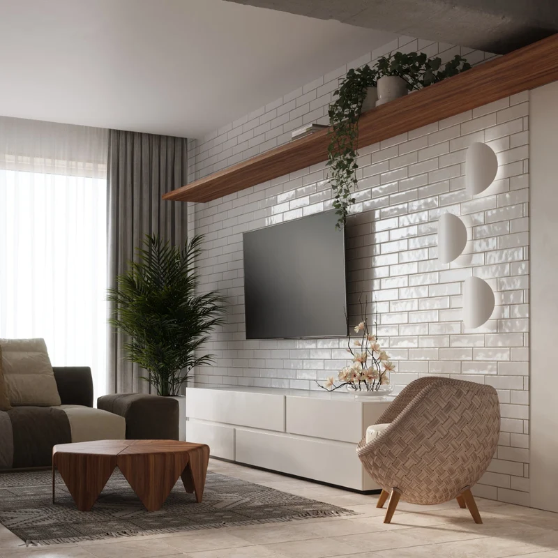 Moderne weiße Wandleuchte für das Wohnzimmer – modèle Elaris