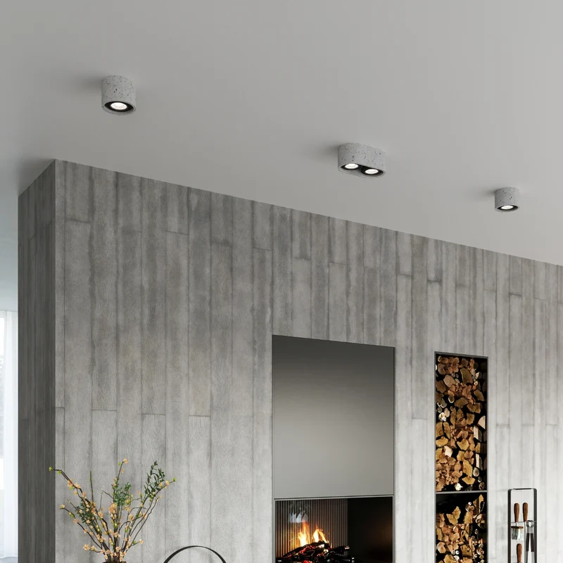 Minimalistische graue Beton-Deckenleuchte – Varelios
