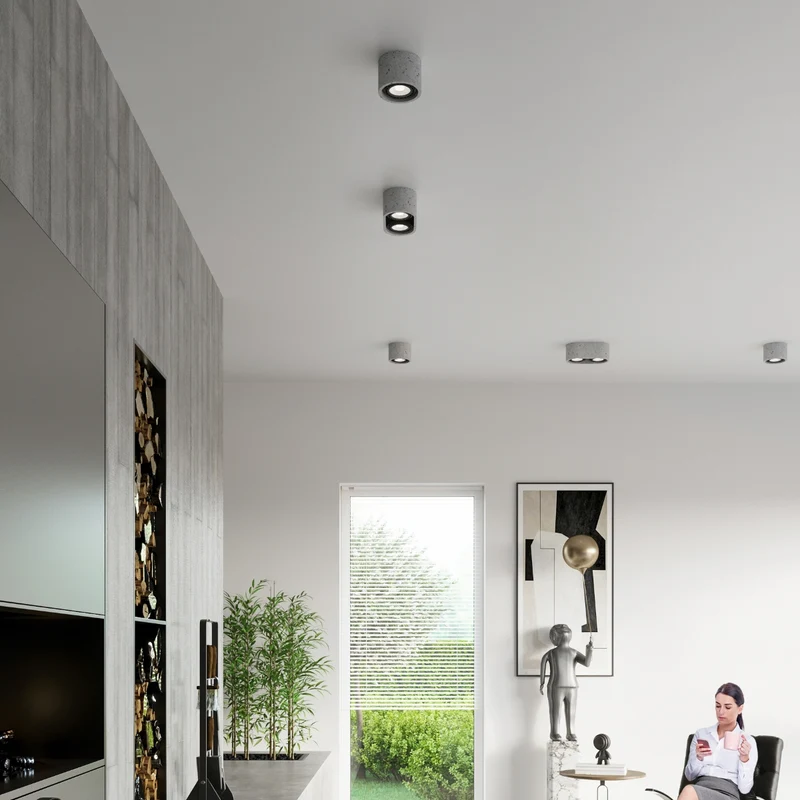 Minimalistische graue Beton-Deckenleuchte Wohnzimmer – Orsyn
