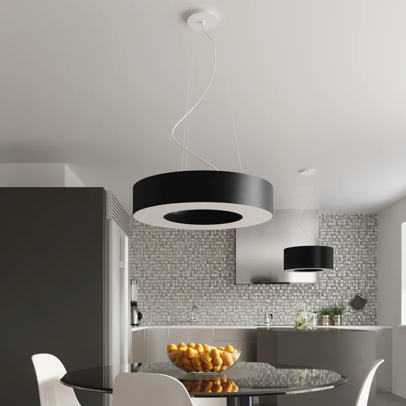 Minimalistische runde schwarze Deckenleuchte für das Wohnzimmer – Noxeral