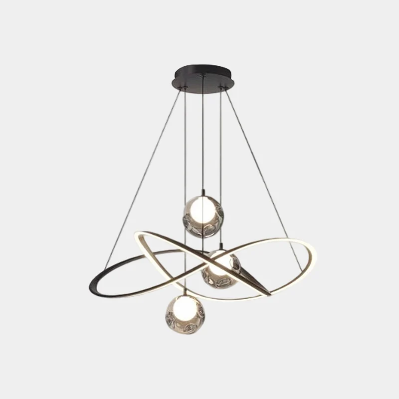Ring Chandelier LED Dimmable with Smoke Grey Globes