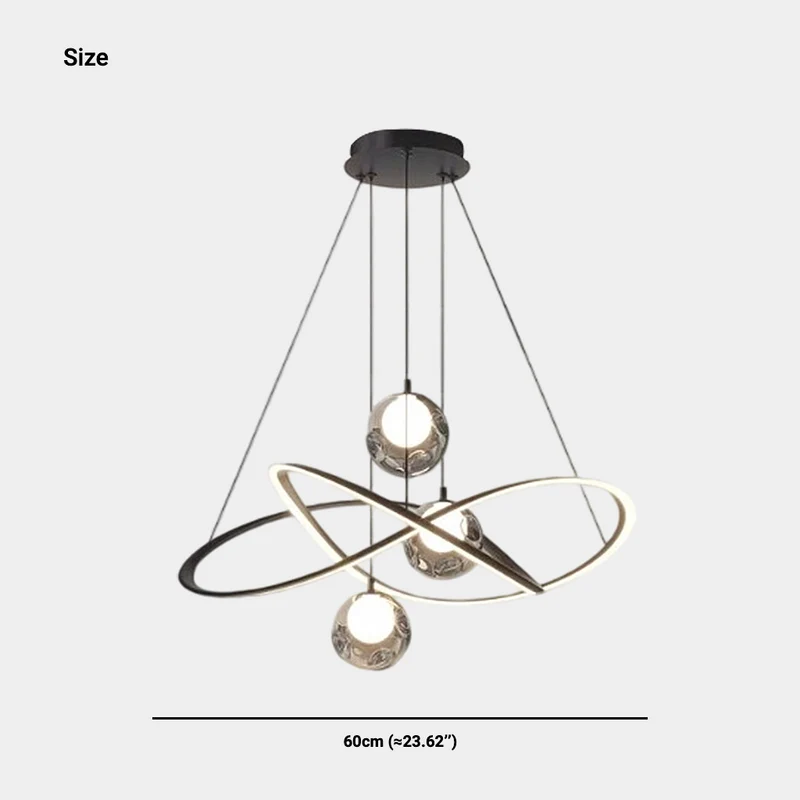 Ring Chandelier LED Dimmable with Smoke Grey Globes