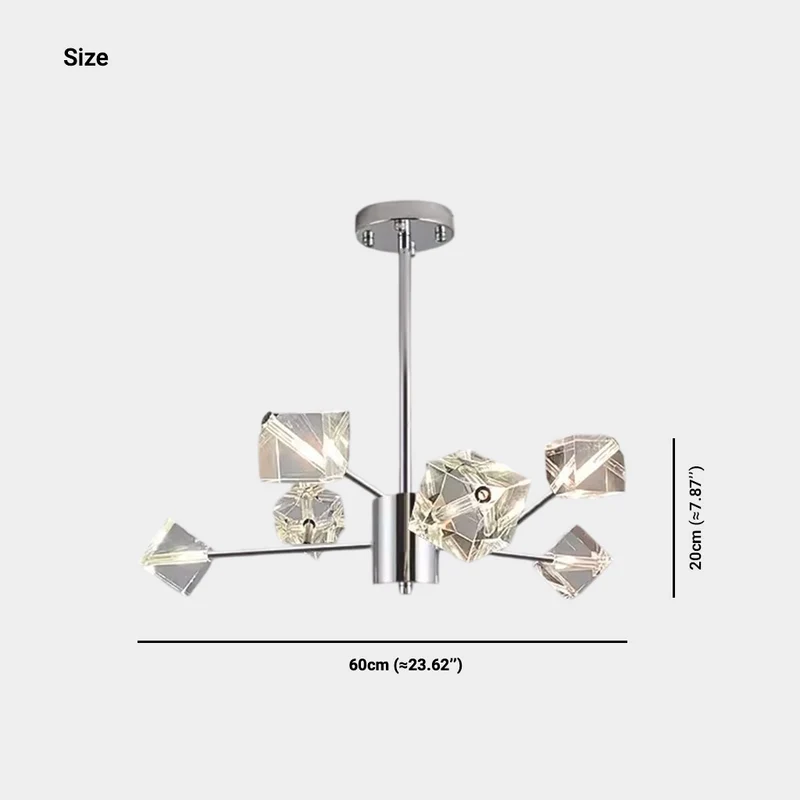 Molecule Chandelier Sputnik Crystal Cube, Chrome