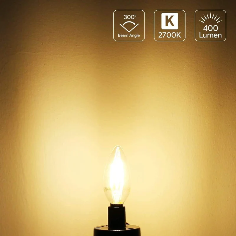 LE E14 LED Warmweiss, Gl¨¹hbirne E14, 4.9W 470 Lumen, ersetzt 40W Birne, 2700 Kelvin Warmwei? VintageGl¨¹hlampe, 6er Pack, 300¡ã Leuchtmittel, Kerzenleuchten