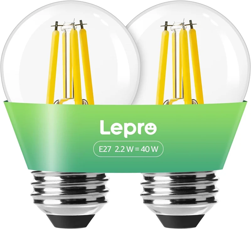 Lepro Energieklasse A E27 LED Warmweiss, 2.2W 470 Lumen Glühbirne E27, Nicht Dimmbar, G45 Led Birne, 2700 Kelvin Warmweiß, 300° Abstrahlwinkel Energiesparlampe, ersetzt 40W Leuchtmittel, 2 Stück