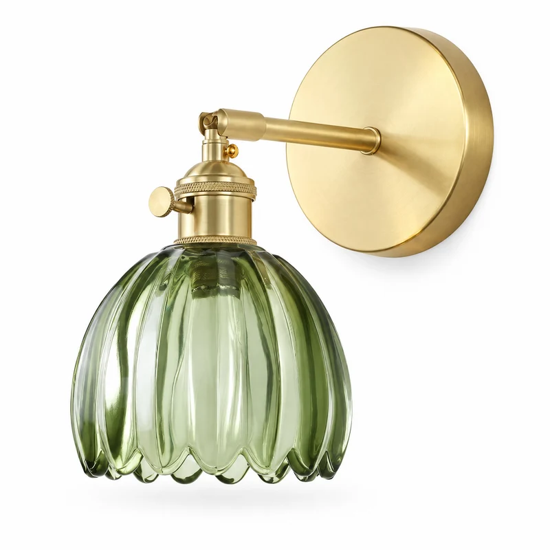 Gerippte Glas-Tulpen-Wandleuchte – Pefeais