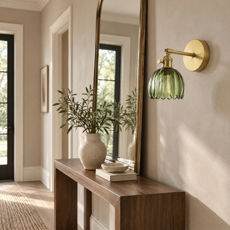 Gerippte Glas-Tulpen-Wandleuchte – Pefeais
