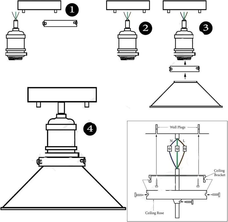 2 Stück Halb Unterputz Deckenleuchte Metallkegel E27 moderne Lampen~4111