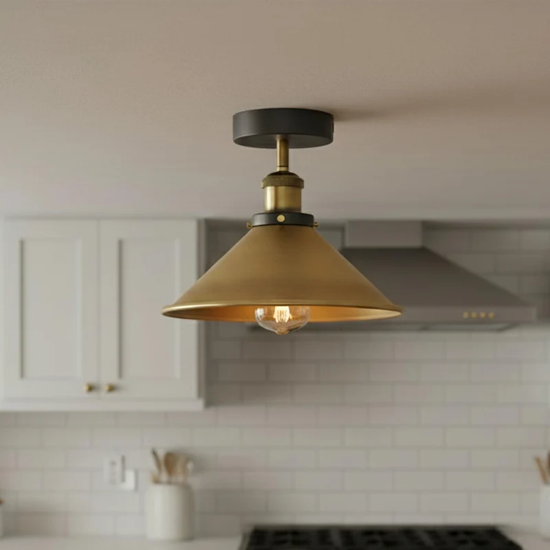 2 Stück Halb Unterputz Deckenleuchte Metallkegel E27 moderne Lampen~4111